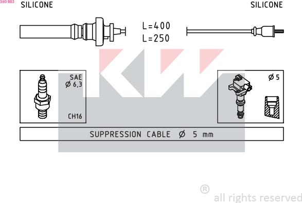 KW 360 883 - Augstsprieguma vadu komplekts autodraugiem.lv