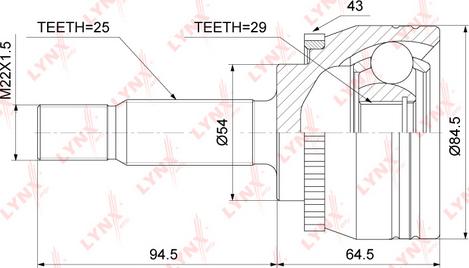 LYNXauto CO-5524A - Šarnīru komplekts, Piedziņas vārpsta autodraugiem.lv