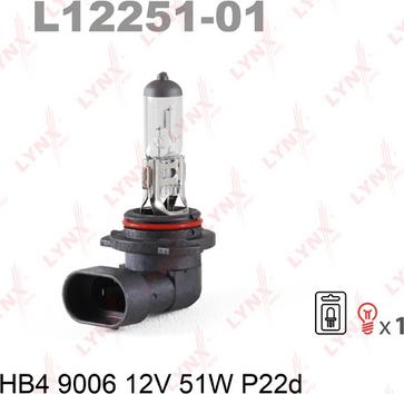LYNXauto L12251-01 - Kvēlspuldze, Tālās gaismas lukturis autodraugiem.lv