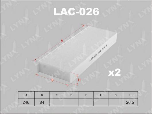 LYNXauto LAC-026 - Filtrs, Salona telpas gaiss autodraugiem.lv