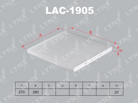 LYNXauto LAC-1905 - Filtrs, Salona telpas gaiss autodraugiem.lv