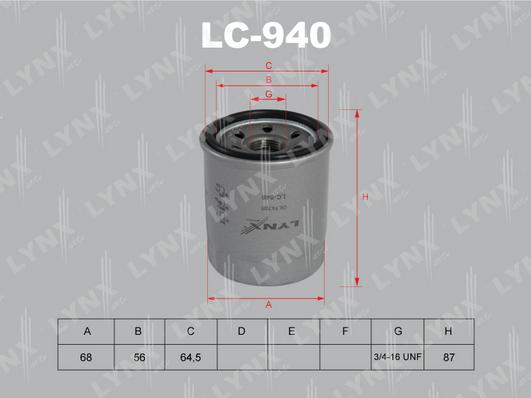 LYNXauto LC-940 - Eļļas filtrs autodraugiem.lv