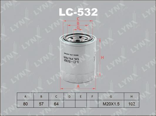 LYNXauto LC-532 - Eļļas filtrs autodraugiem.lv