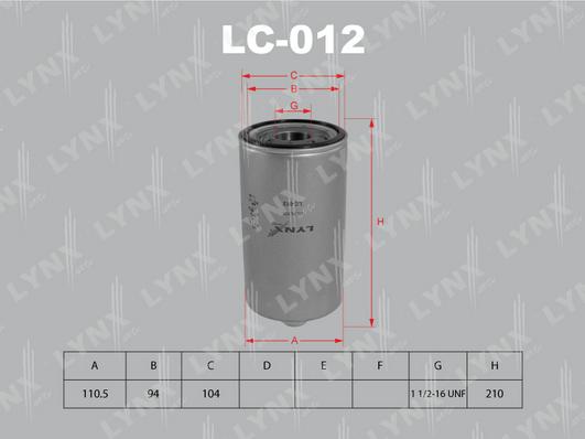 LYNXauto LC-012 - Eļļas filtrs autodraugiem.lv