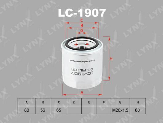 LYNXauto LC-1907 - Eļļas filtrs autodraugiem.lv