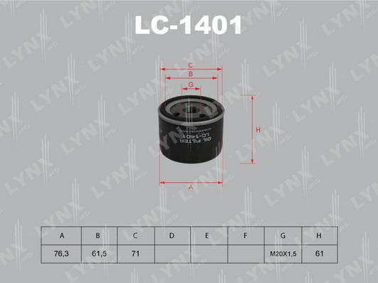 LYNXauto LC-1401 - Eļļas filtrs autodraugiem.lv