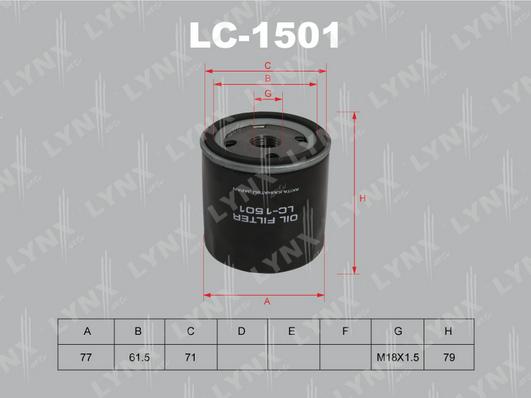 LYNXauto LC-1501 - Eļļas filtrs autodraugiem.lv