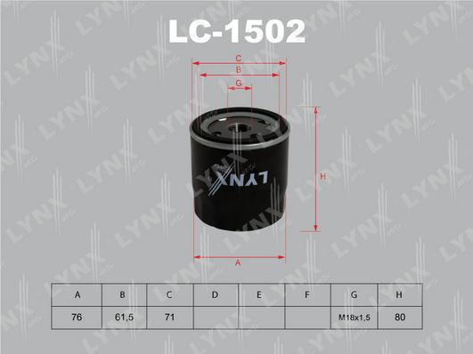 LYNXauto LC-1502 - Eļļas filtrs autodraugiem.lv