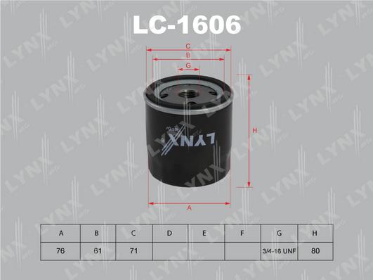 LYNXauto LC-1606 - Eļļas filtrs autodraugiem.lv