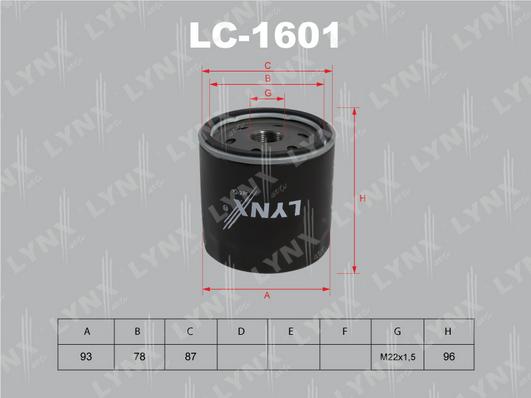 LYNXauto LC-1601 - Eļļas filtrs autodraugiem.lv