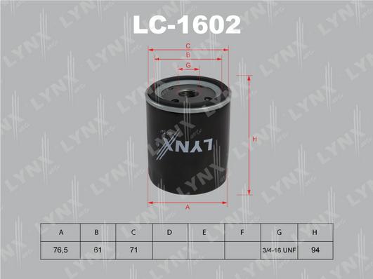 LYNXauto LC-1602 - Eļļas filtrs autodraugiem.lv