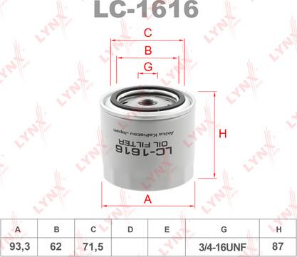 LYNXauto LC-1616 - Eļļas filtrs autodraugiem.lv