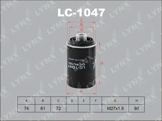 LYNXauto LC-1047 - Eļļas filtrs autodraugiem.lv