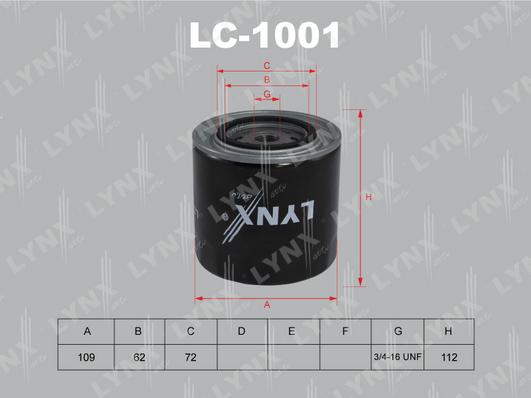 LYNXauto LC-1001 - Eļļas filtrs autodraugiem.lv