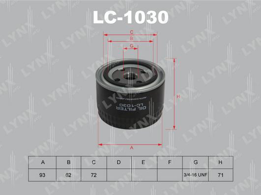 LYNXauto LC-1030 - Eļļas filtrs autodraugiem.lv