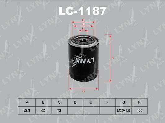 LYNXauto LC-1187 - Eļļas filtrs autodraugiem.lv