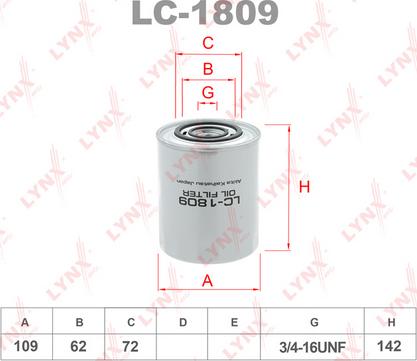 LYNXauto LC-1809 - Eļļas filtrs autodraugiem.lv