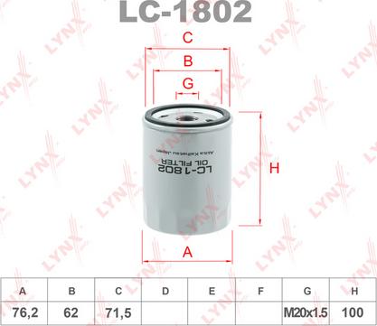 LYNXauto LC-1802 - Eļļas filtrs autodraugiem.lv