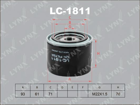 LYNXauto LC-1811 - Eļļas filtrs autodraugiem.lv