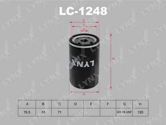 LYNXauto LC-1248 - Eļļas filtrs autodraugiem.lv
