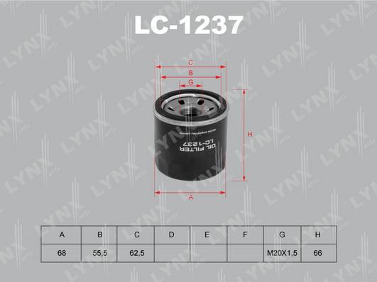 LYNXauto LC-1237 - Eļļas filtrs autodraugiem.lv