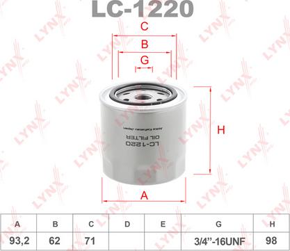 LYNXauto LC-1220 - Eļļas filtrs autodraugiem.lv