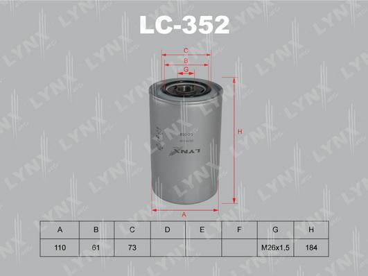 LYNXauto LC-352 - Eļļas filtrs autodraugiem.lv