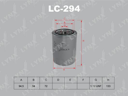 LYNXauto LC-294 - Eļļas filtrs autodraugiem.lv