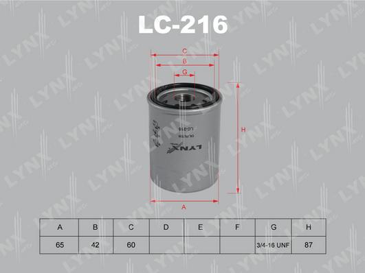 LYNXauto LC-216 - Eļļas filtrs autodraugiem.lv
