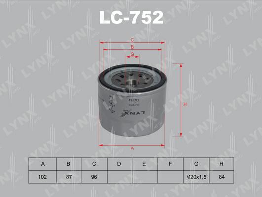 LYNXauto LC-752 - Eļļas filtrs autodraugiem.lv