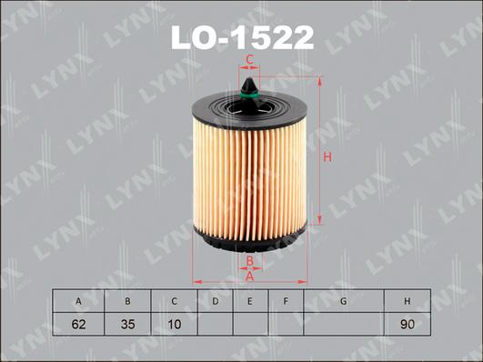 LYNXauto LO-1522 - Eļļas filtrs autodraugiem.lv