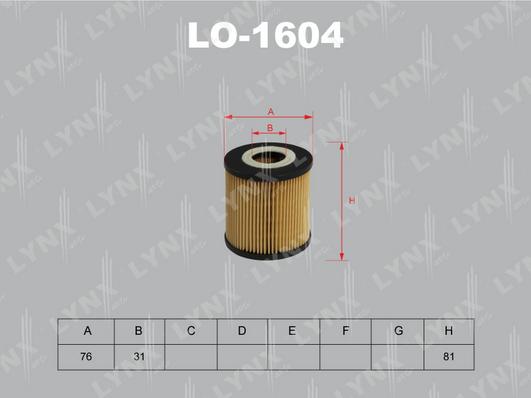 LYNXauto LO-1604 - Eļļas filtrs autodraugiem.lv