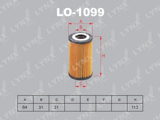 LYNXauto LO-1099 - Eļļas filtrs autodraugiem.lv