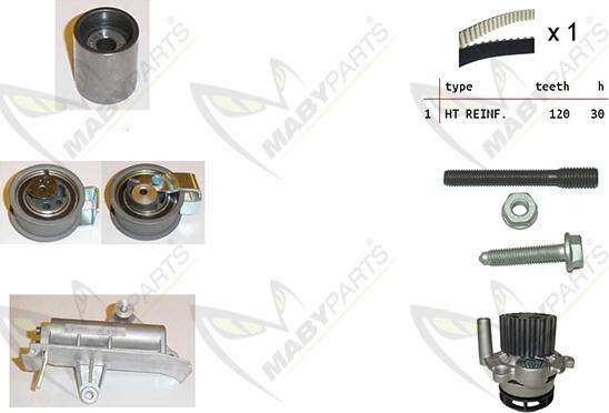 Mabyparts OBKWP0090 - Ūdenssūknis + Zobsiksnas komplekts autodraugiem.lv