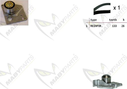 Mabyparts OBKWP0091 - Ūdenssūknis + Zobsiksnas komplekts autodraugiem.lv