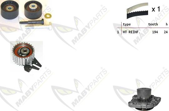 Mabyparts OBKWP0054 - Ūdenssūknis + Zobsiksnas komplekts autodraugiem.lv