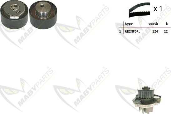 Mabyparts OBKWP0055 - Ūdenssūknis + Zobsiksnas komplekts autodraugiem.lv