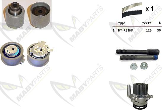 Mabyparts OBKWP0064 - Ūdenssūknis + Zobsiksnas komplekts autodraugiem.lv