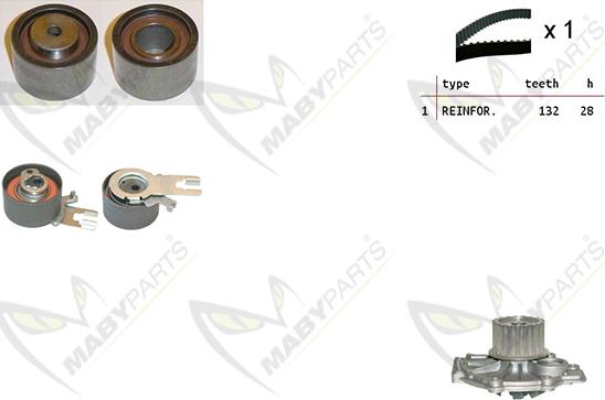 Mabyparts OBKWP0085 - Ūdenssūknis + Zobsiksnas komplekts autodraugiem.lv