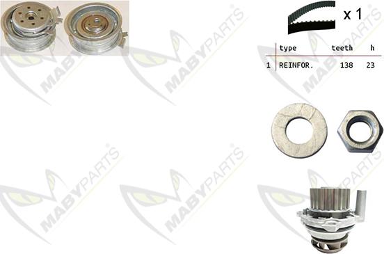 Mabyparts OBKWP0086 - Ūdenssūknis + Zobsiksnas komplekts autodraugiem.lv