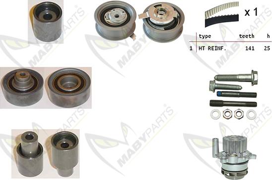 Mabyparts OBKWP0074 - Ūdenssūknis + Zobsiksnas komplekts autodraugiem.lv