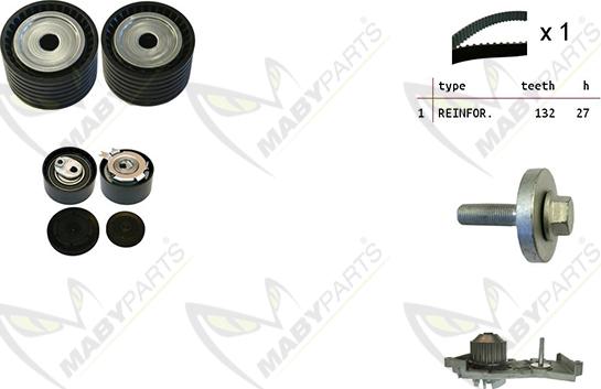 Mabyparts OBKWP0070 - Ūdenssūknis + Zobsiksnas komplekts autodraugiem.lv