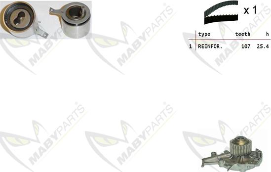 Mabyparts OBKWP0077 - Ūdenssūknis + Zobsiksnas komplekts autodraugiem.lv