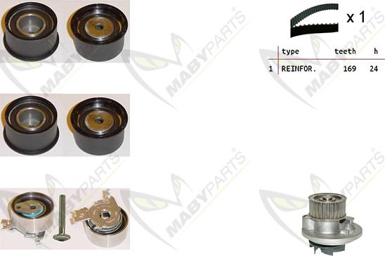 Mabyparts OBKWP0146 - Ūdenssūknis + Zobsiksnas komplekts autodraugiem.lv