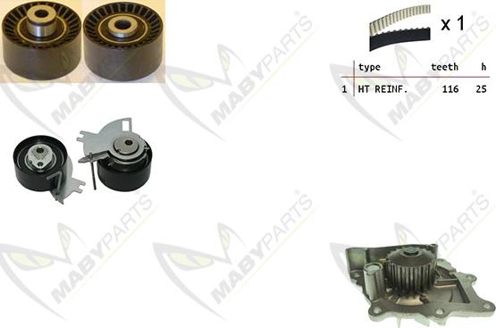 Mabyparts OBKWP0141 - Ūdenssūknis + Zobsiksnas komplekts autodraugiem.lv