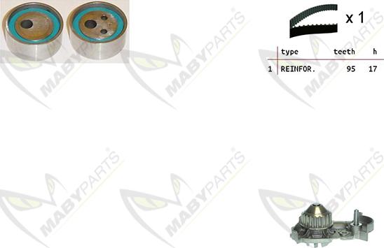 Mabyparts OBKWP0147 - Ūdenssūknis + Zobsiksnas komplekts autodraugiem.lv