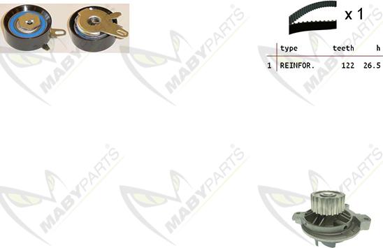 Mabyparts OBKWP0159 - Ūdenssūknis + Zobsiksnas komplekts autodraugiem.lv