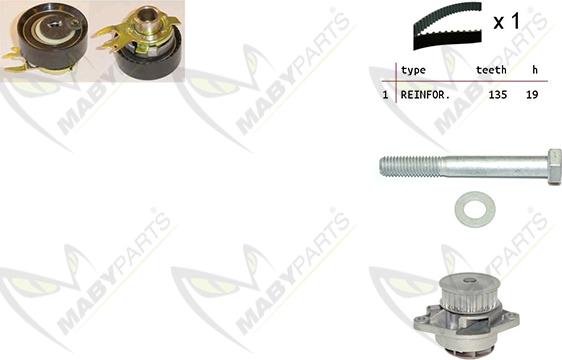 Mabyparts OBKWP0151 - Ūdenssūknis + Zobsiksnas komplekts autodraugiem.lv