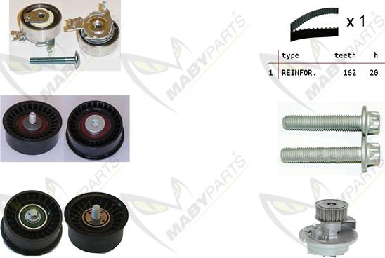 Mabyparts OBKWP0163 - Ūdenssūknis + Zobsiksnas komplekts autodraugiem.lv