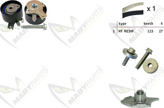 Mabyparts OBKWP0104 - Ūdenssūknis + Zobsiksnas komplekts autodraugiem.lv